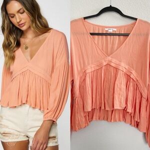 O’Neill $50 Peach Orange Long Sleeve Woven Top